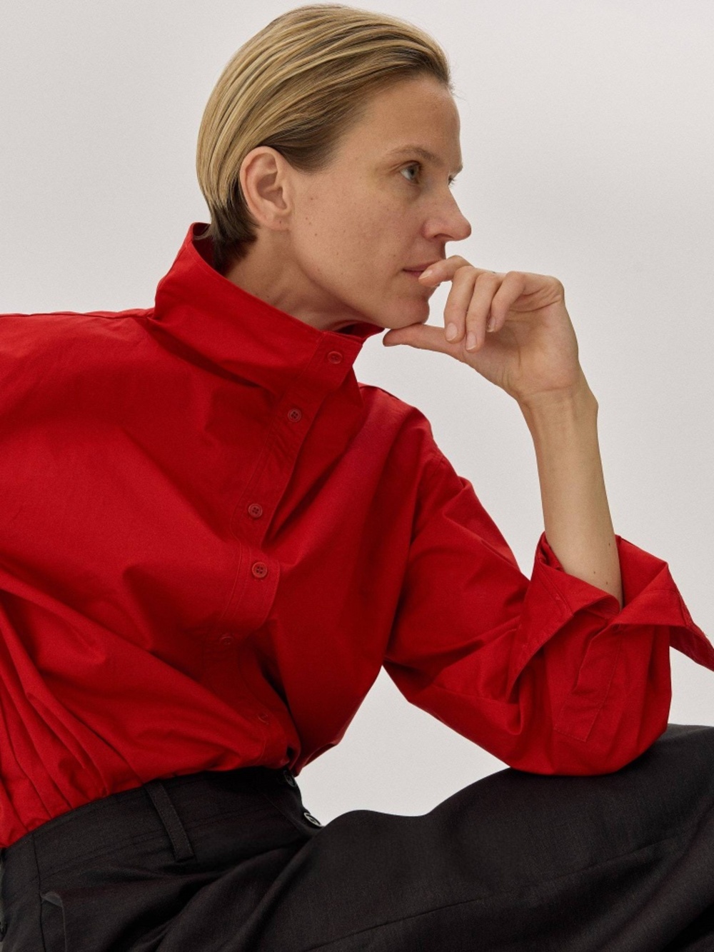 RED JASONWEI Stand Shirt.